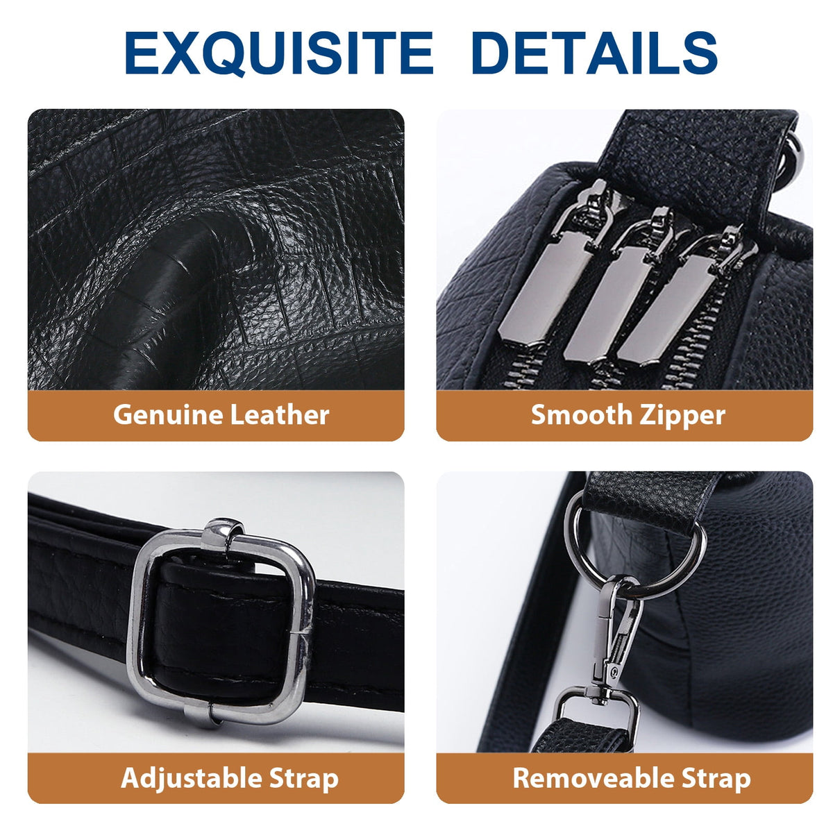 URSOFINE Women Crocodile Embossed Crossbody Bag Multi-Pocket Leather Shoulder Purse with Adjustable Strap