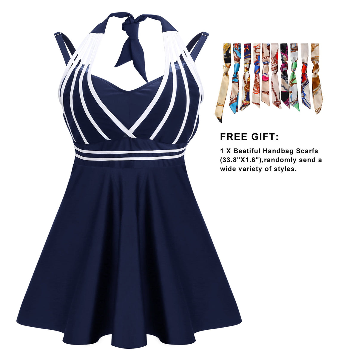 Womens Halter Swimdress Plus Size Two Piece Swimsuit Tankini Set