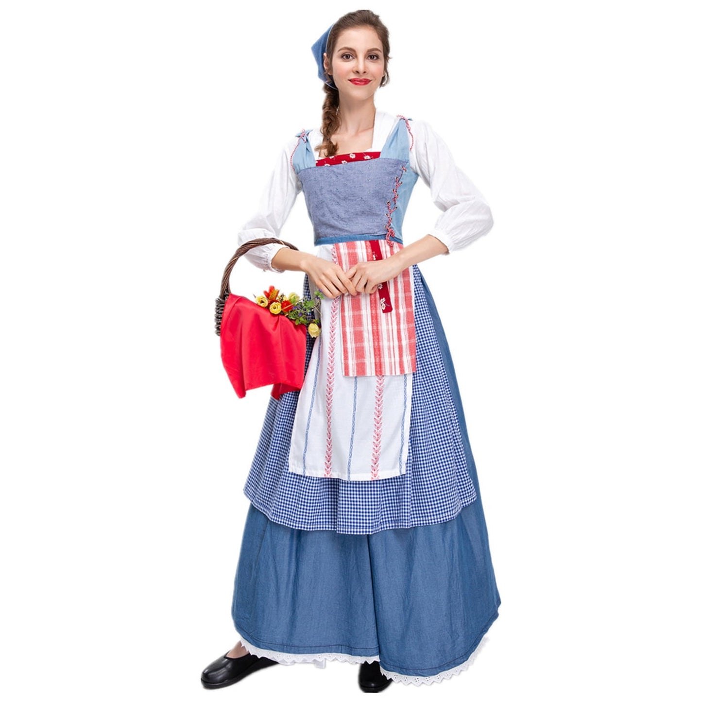 KAWELL Fancy-Dress Costumes for Women with Lace-Up Back and Apron for Adults, Women's S