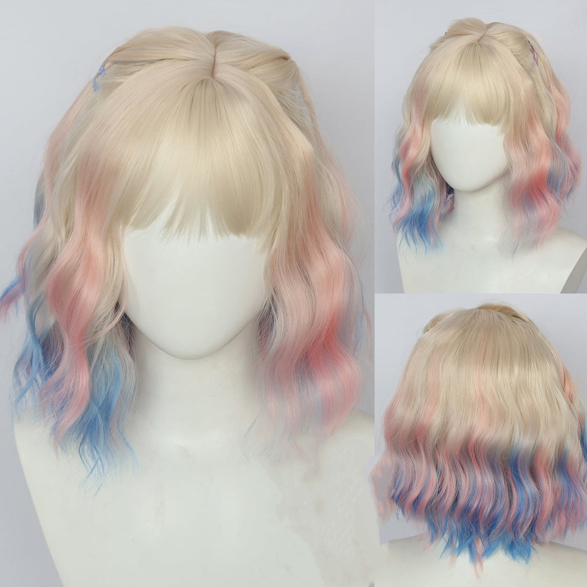 KAWELL Enid Cosplay Wigs for Girls Long Wavy Synthetic Hair with Braid Wig Cosplay Costume Party Halloween Wig