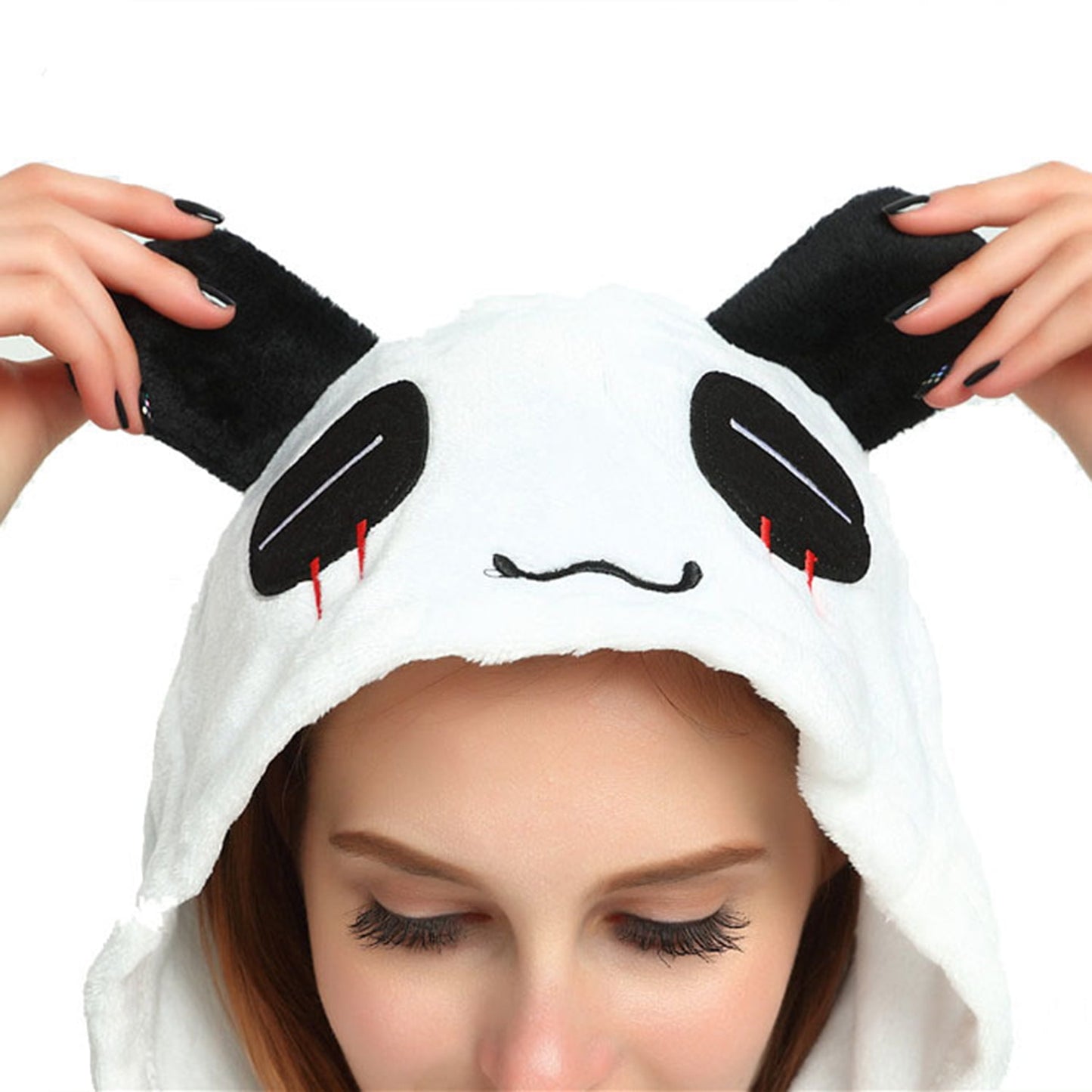KAWELL Unisex Panda Parent One-Piece Pajamas Flannel Animal Pajamas Costume Halloween Christmas Cosplay