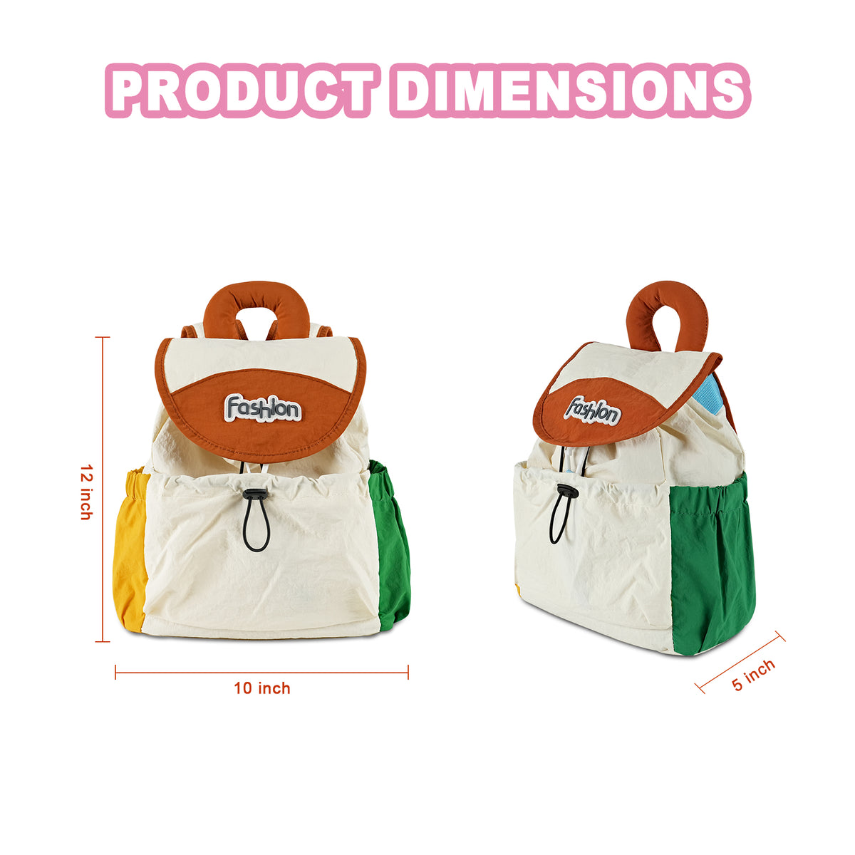 URSOFINE Lightweight Drawstring Backpack Cute Small Color Block Backpack Casual Daypack