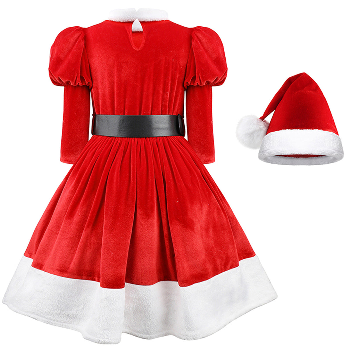 KAWELL Girl Santa Claus Costume Red Christmas Dress and Hat