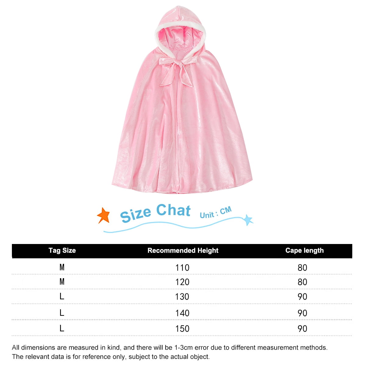KAWELL Princess Full Length Girls Cloaks Blue Halloween Costume Capes for Child 3-12 Years