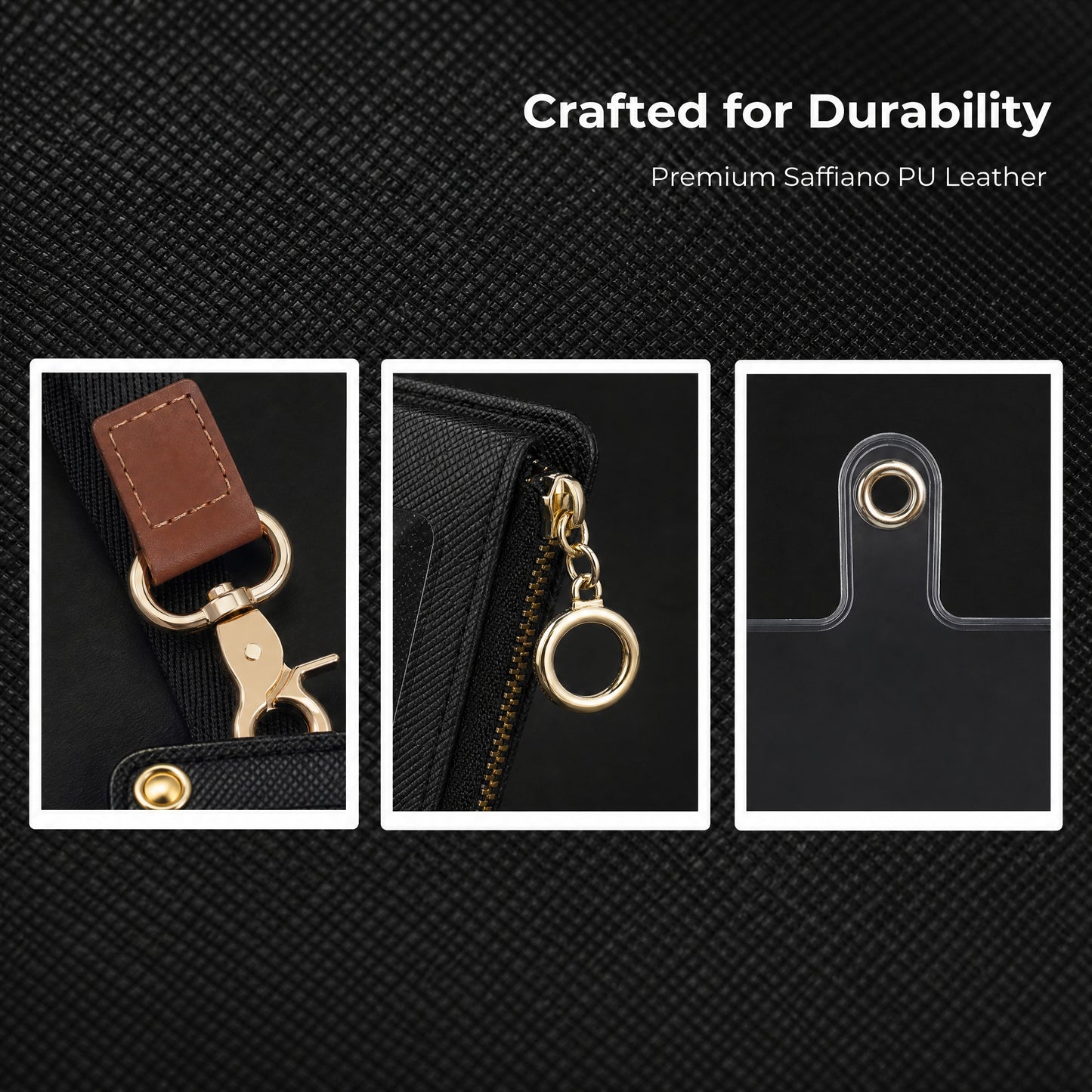 Leather Lanyard Card Holder with Zipper – ID Badge Cover, Access Control Card Case, Anti-Lost Keychain Wallet