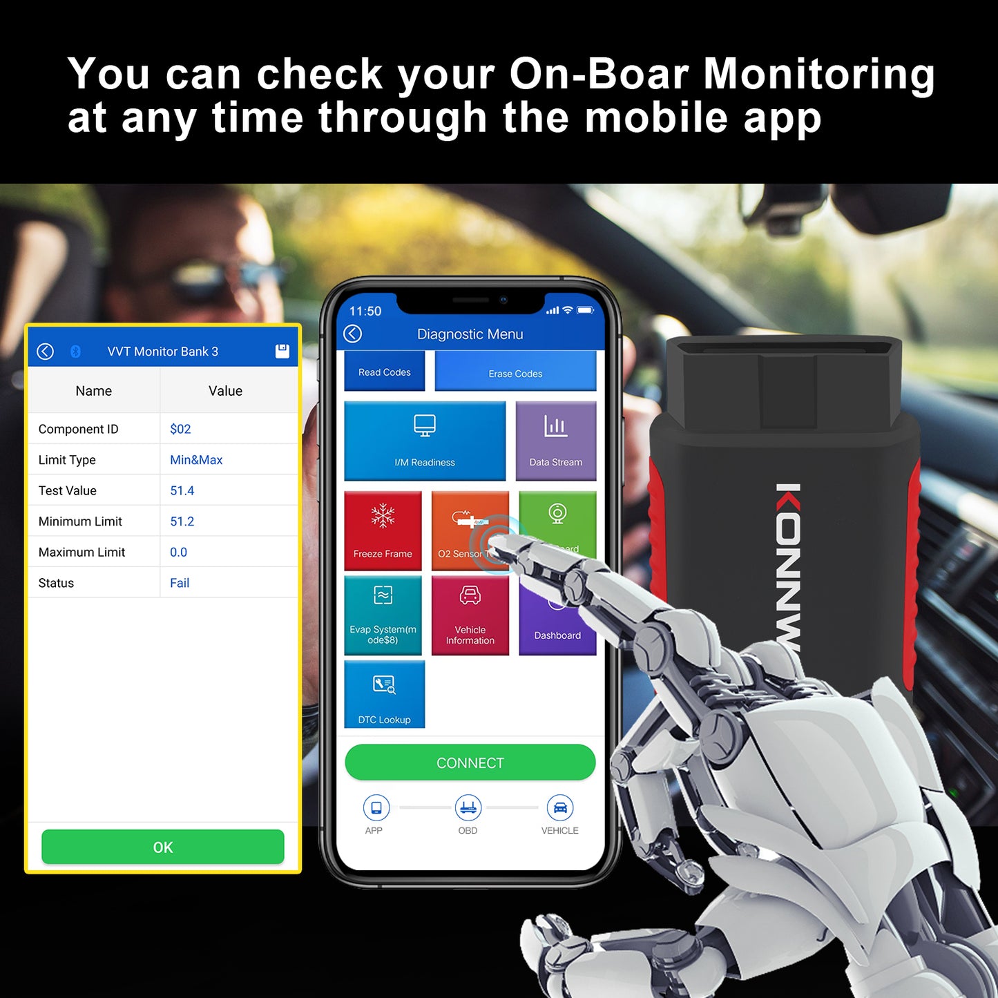 KONNWEI KDIAG Bluetooth 5.0 Full System OBD2 Scanner | 31+ Reset Functions | iOS & Android