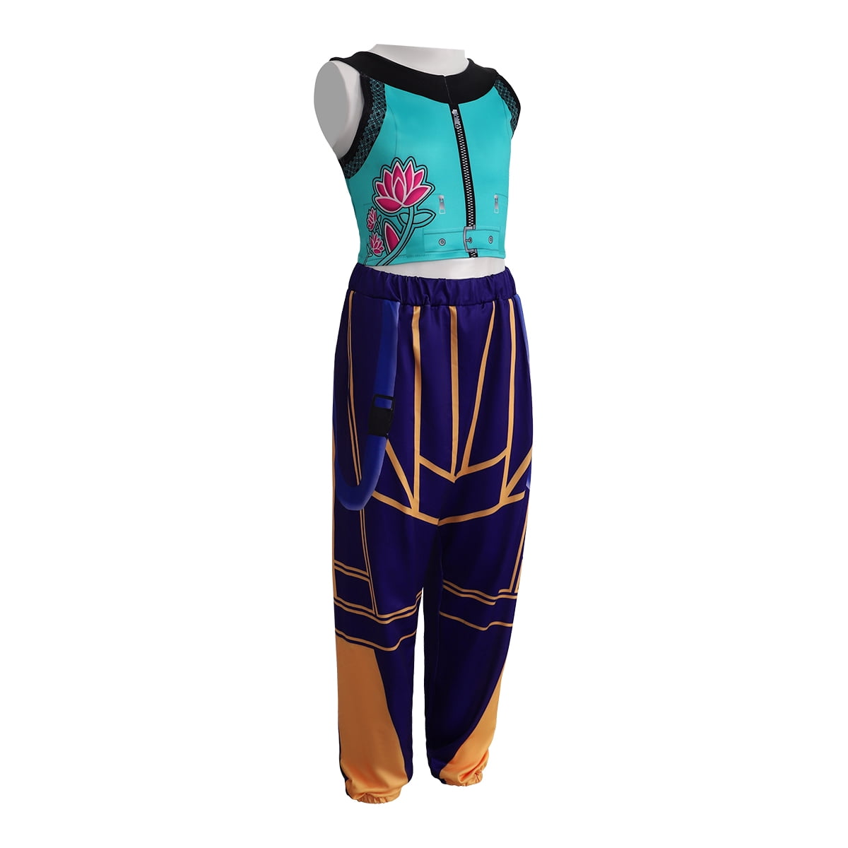 Kids Popular Singer Idol 2-Piece Outfit, Girls Pop Star Stage Printed Crop Top & Jogger Pants for Halloween Cosplay, 3-9 Years