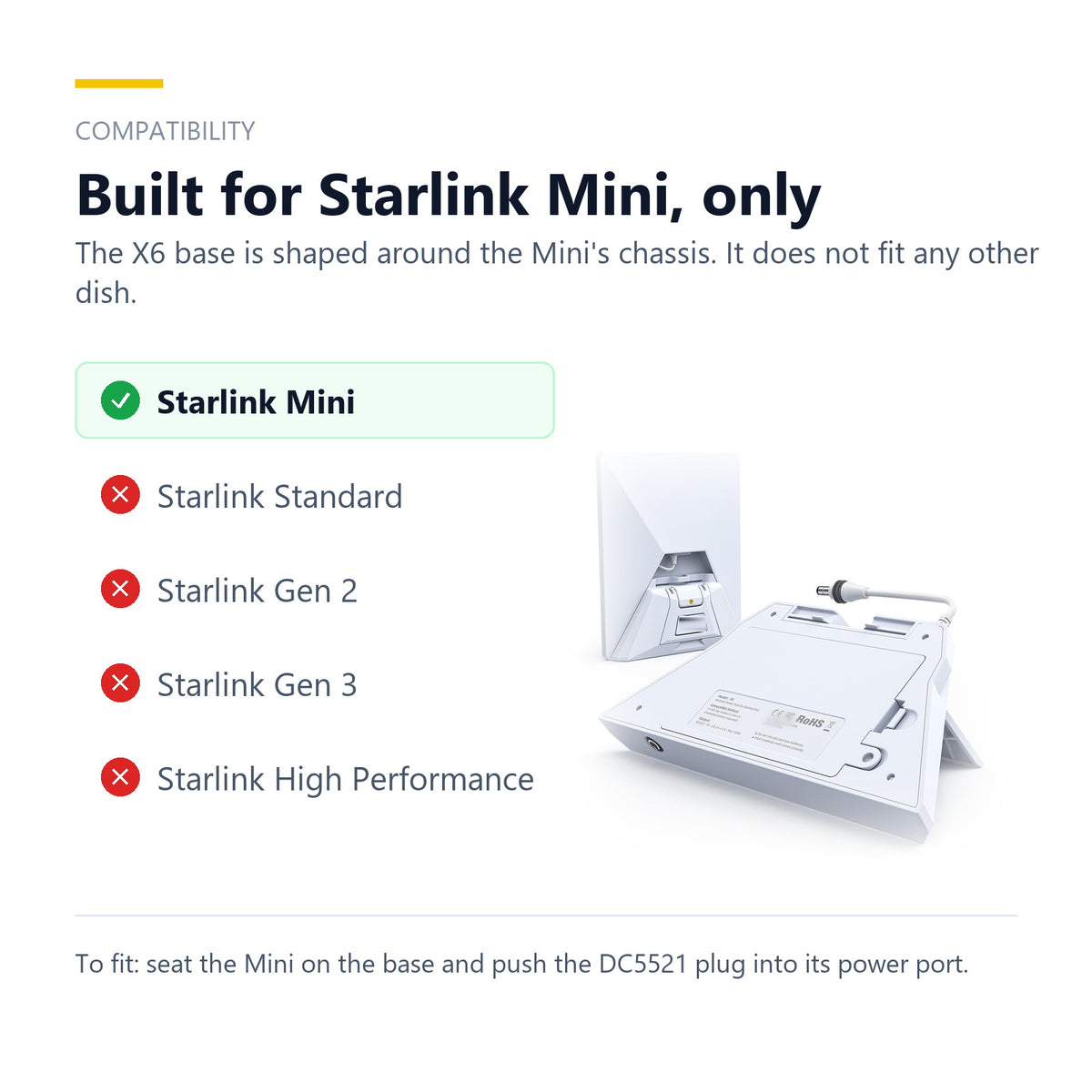 X6 power base for Starlink Mini