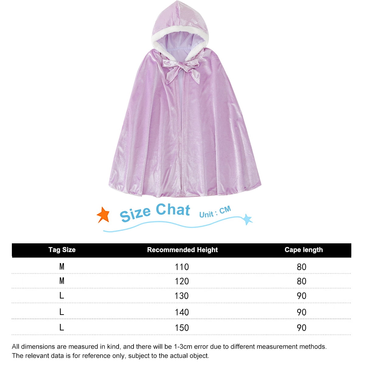 KAWELL Princess Full Length Girls Cloaks Blue Halloween Costume Capes for Child 3-12 Years
