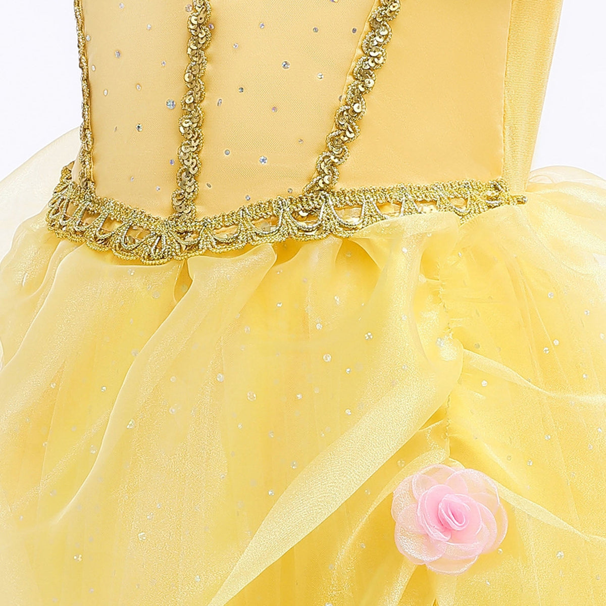KAWELL Off Shoulder Sequins Belle Princess Tulle Dress Masquerade Ball with Cuff