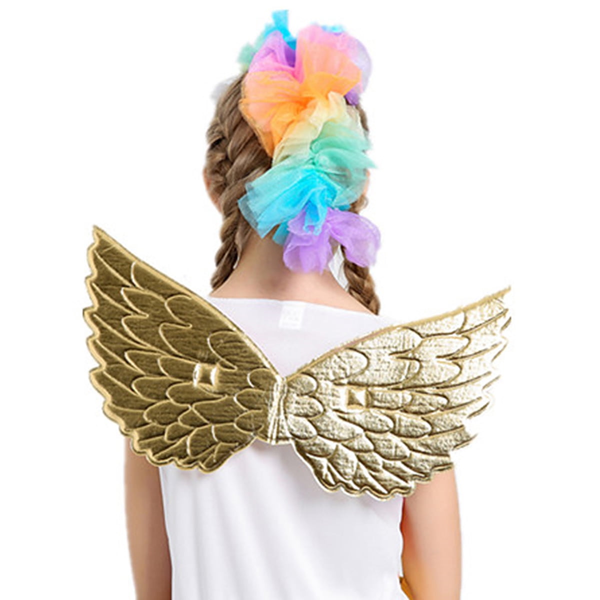 Girls Unicorn Costume Rainbow Dress with Wing Headband for Little Girls