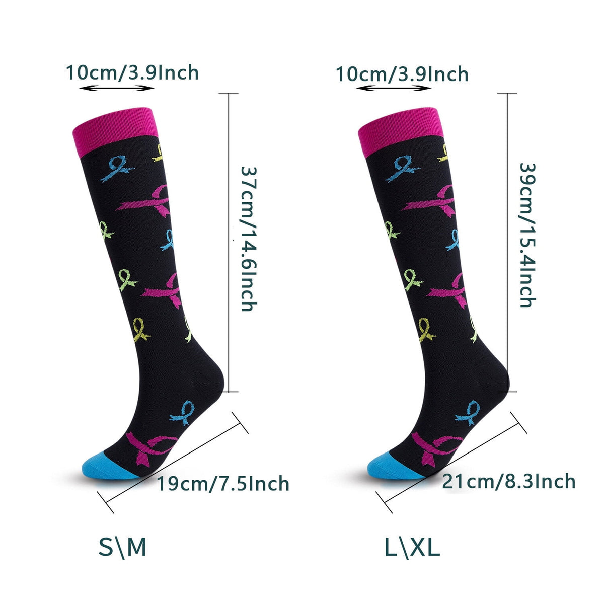KAWELL Compression Socks for Women and Men, 15-20 mmHg Support Knee High Socks for Running,Nursing,Athletic