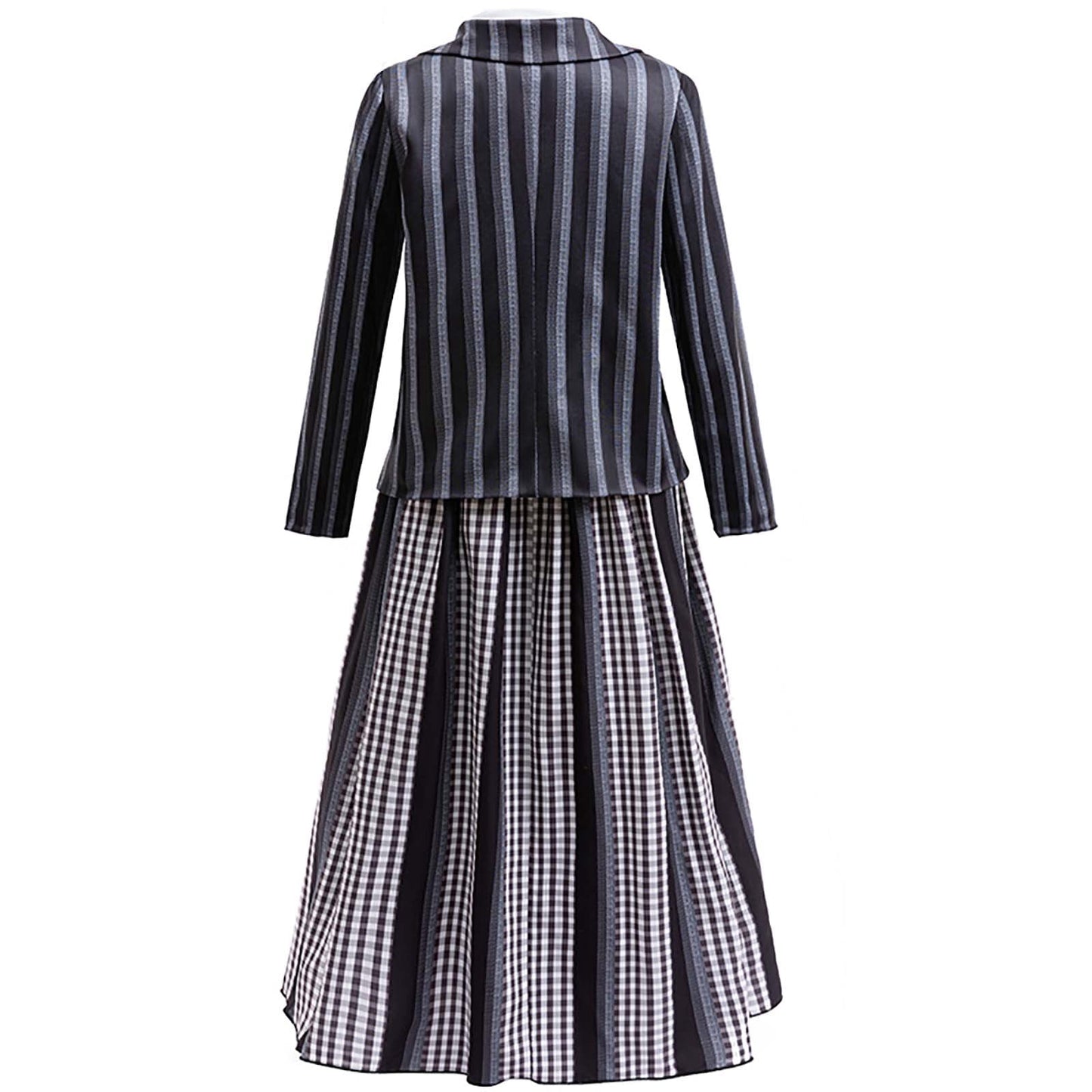 KAWELL Black Costume for Girls, Academy Uniform Outfits Cosplay with Black Wig, Pleated Skirt Girl's Stripes Suits Sets for Halloween