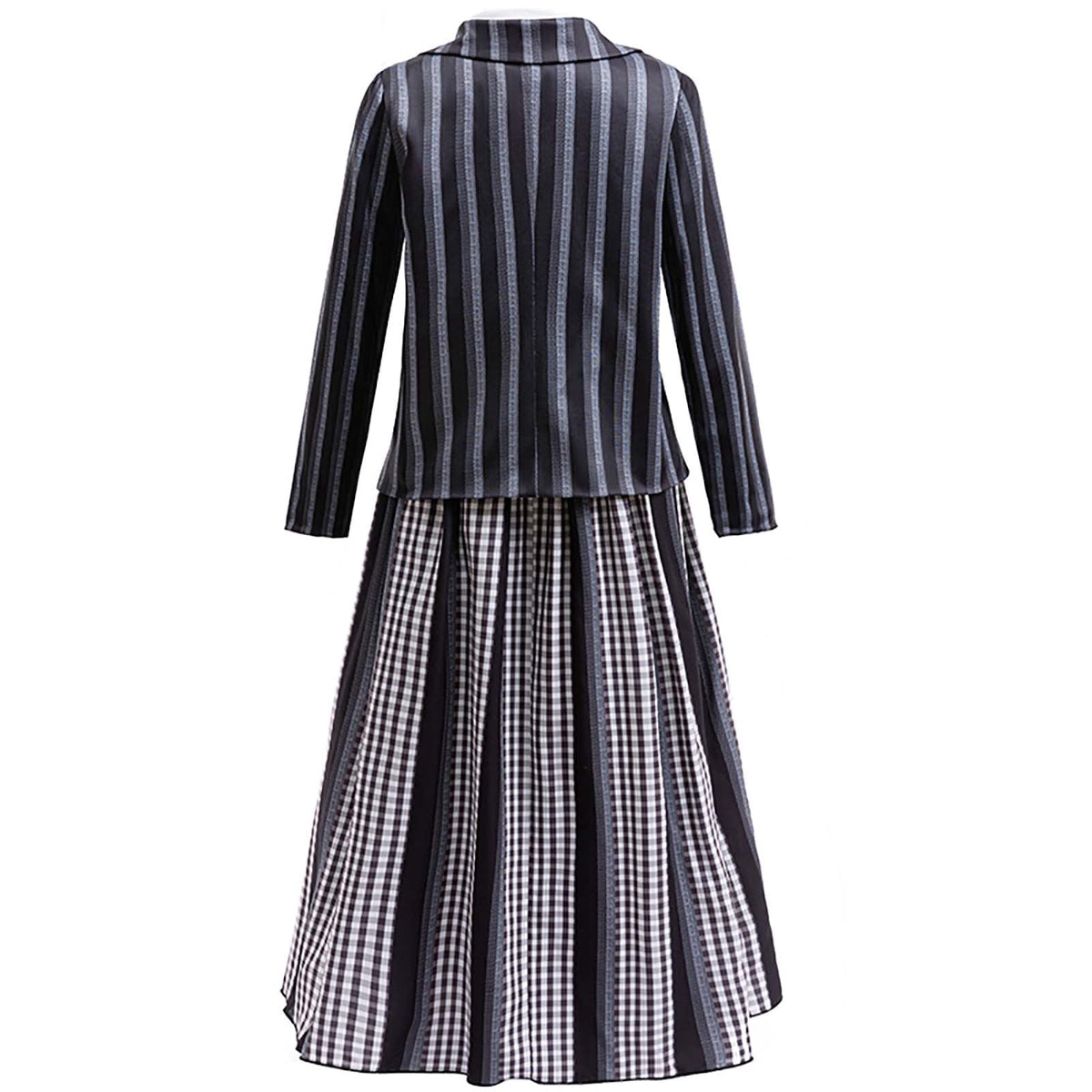 KAWELL Black Costume for Girls, Academy Uniform Outfits Cosplay with Black Wig, Pleated Skirt Girl's Stripes Suits Sets for Halloween