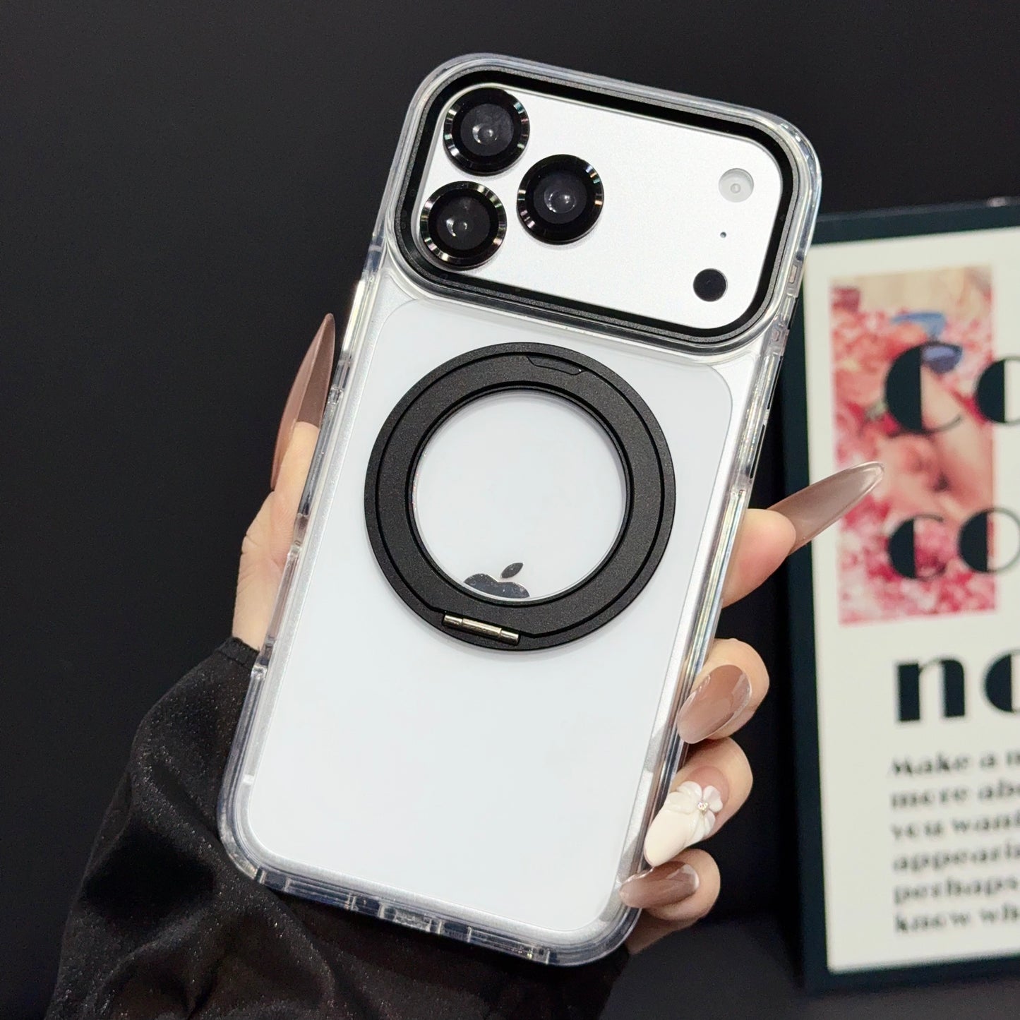 For iPhone 17 Pro Max Magnetic Stand Case | MagSafe Compatible | Military-Grade Drop Protection | Matte Translucent Ring Holder