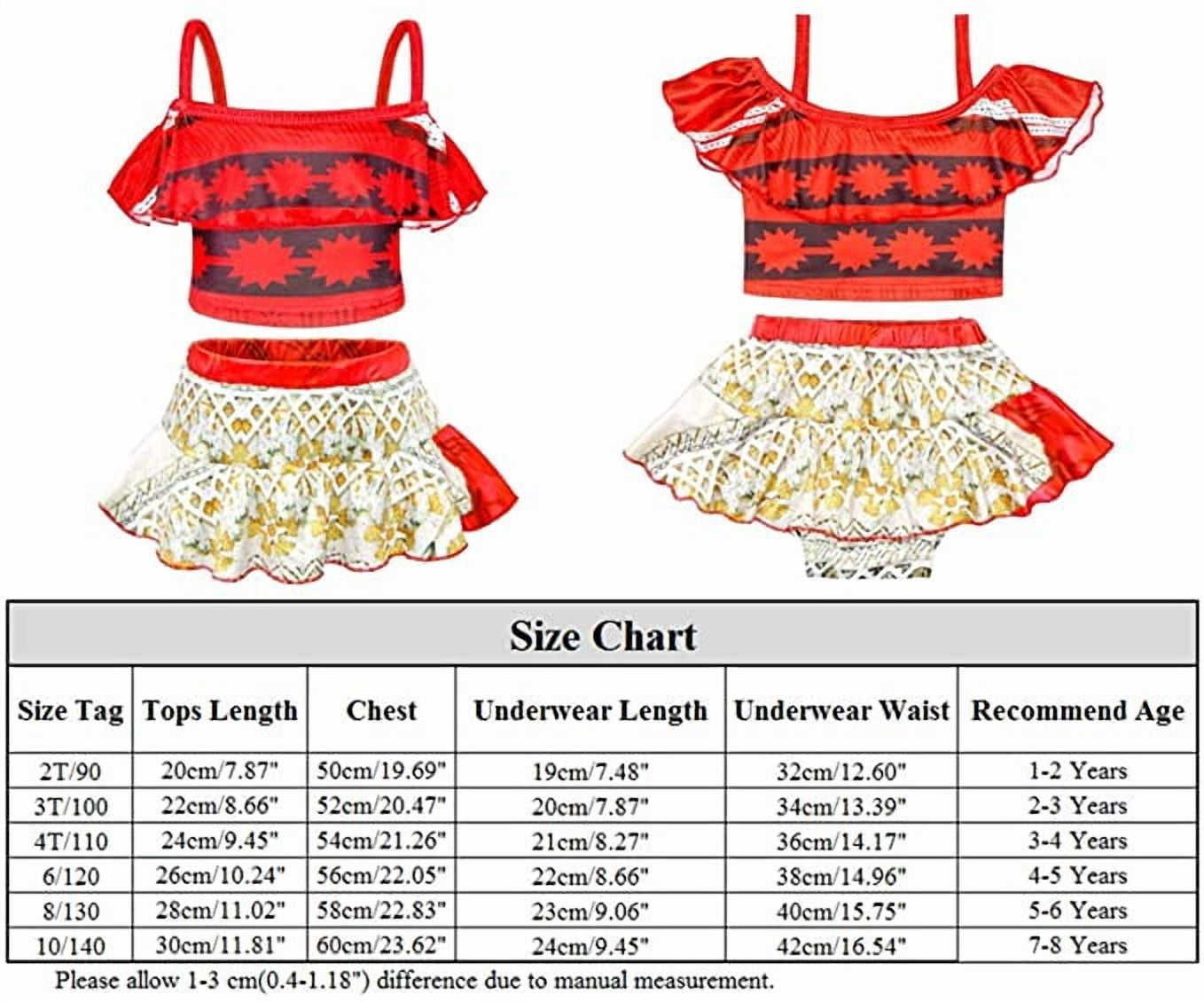 KAWELL Girls Swimsuit Ocean Princess Tankini Bathing Suit, Size 2T, Red (Girl's)