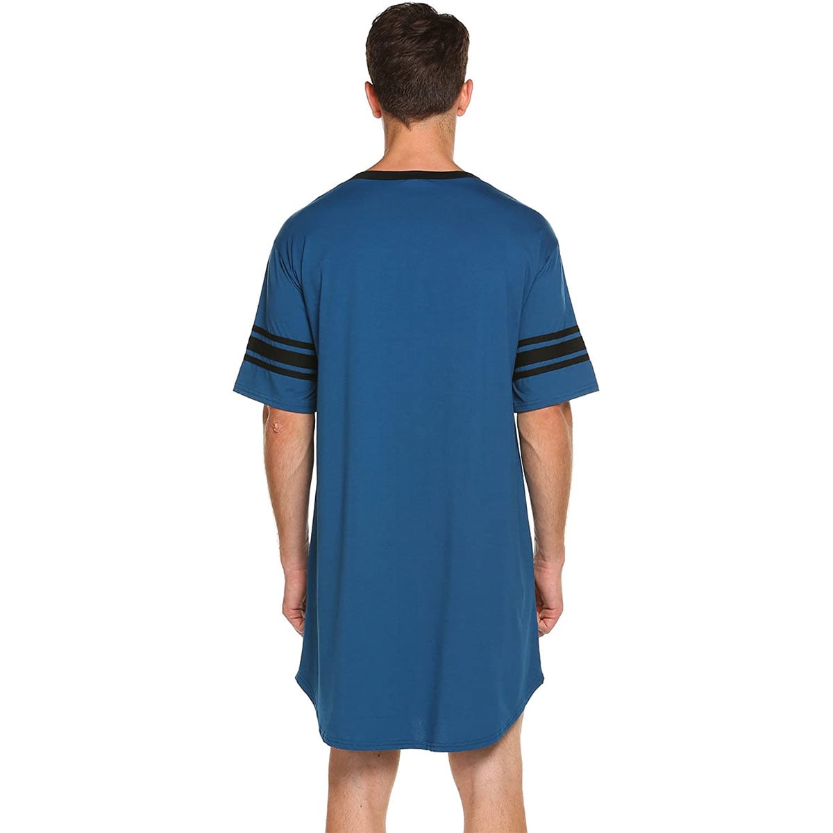 KAWELL Men's Nightshirt, Cotton Nightwear Comfy Big&Tall V Neck Short Sleeve Soft Loose Pajama Sleep Shirt
