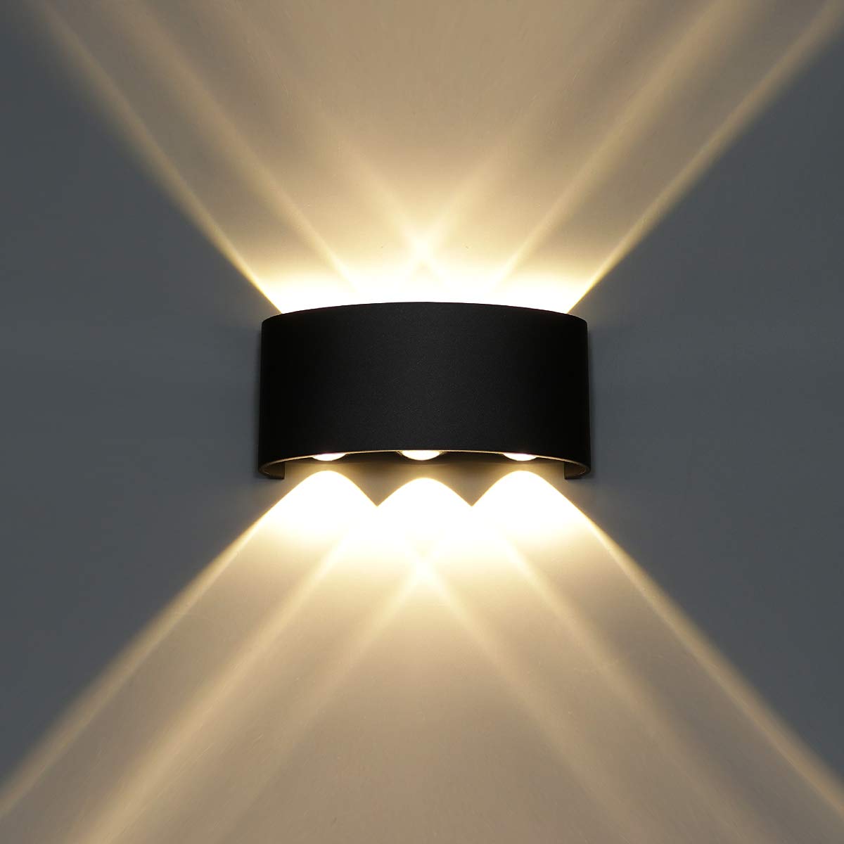 Kawell 6W Waterproof Modern Wall Sconces LED Wall Light Up Down Aluminum Wall Lamp LED Indoor Outdoor for Bathroom Bedroom Living Room Porch Stairs Hotels Garden Pathway, Black 3000K