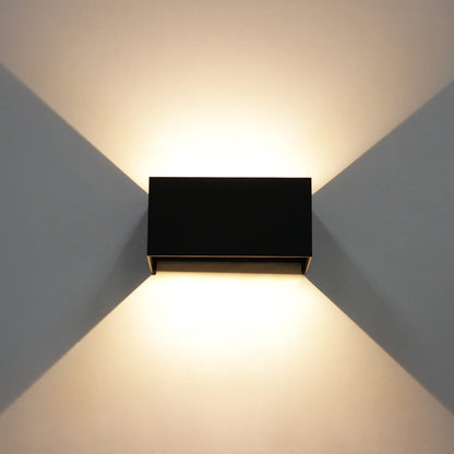 Kawell 12W Modern Wall Light LED Wall Sconce Up Down Adjustable Beam Angle Aluminum Wall Lamp LED Indoor Outdoor Waterproof IP65 for Bedroom Bathroom Corridor Living Room Stairs Hallway, Black 3000K