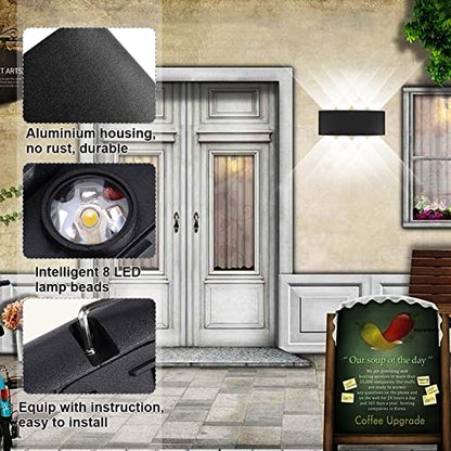 Kawell 8W Waterproof Modern Wall Light LED Wall Lamp Aluminum LED Wall Sconce Up Down Indoor Outdoor for Bathroom Bedroom Hallway Porch Corridor Hotel Doorway Garden Pathway, Black 6000K