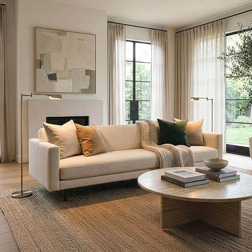 Dimmable LED Reading Floor Lamp with Adjustable Swing Arm | Antique Brass