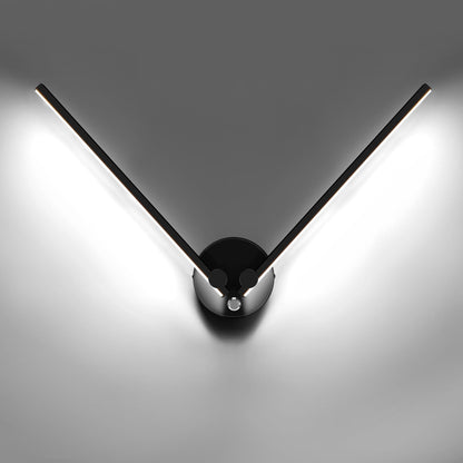 Kawell 12W Modern LED Wall Light with Switch Indoor LED Wall Sconce Hardwired LED Wall Lamp Bar with 300° Rotatable Lamp Arms for Living Room Background Wall Bedroom Hallway Aisle, Black 6000K