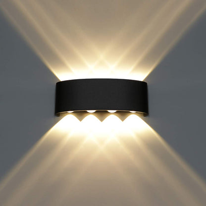 Kawell 8W Waterproof Modern Wall Light LED Wall Lamp Aluminum LED Wall Sconce Up Down Indoor Outdoor for Bathroom Bedroom Hallway Porch Corridor Hotel Doorway Garden Pathway, Black 3000K
