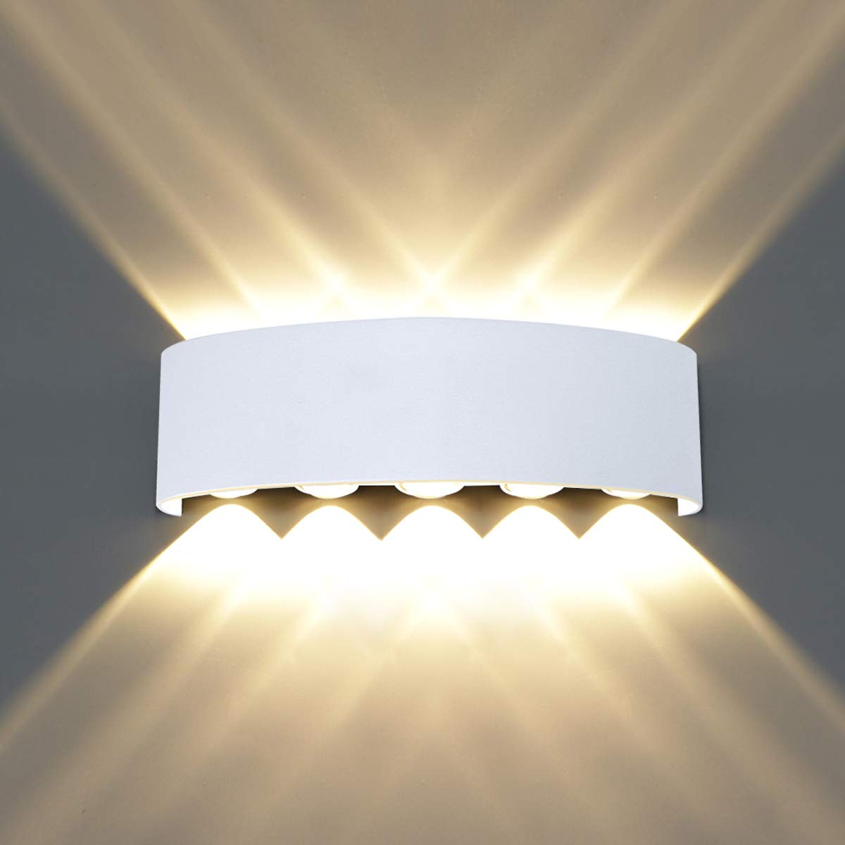 Kawell 10W Waterproof Modern Wall Sconces LED Wall Light Up Down Aluminum Wall Lamp LED Indoor Outdoor for Bedroom Living Room Bathroom Porch Stairs Hotels Garden Pathway, White 3000K