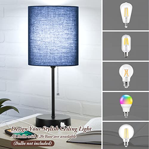 Set of 2 Bedside Table Lamps with USB Charging Port & AC Outlet