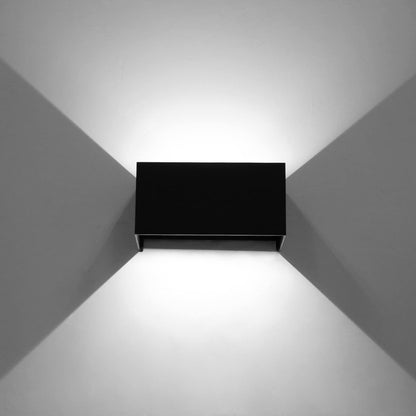 Kawell 12W Modern Wall Light LED Wall Sconce Up Down Adjustable Beam Angle Aluminum Wall Lamp LED Indoor Outdoor Waterproof IP65 for Bedroom Bathroom Corridor Living Room Stairs Hallway, Black 6000K