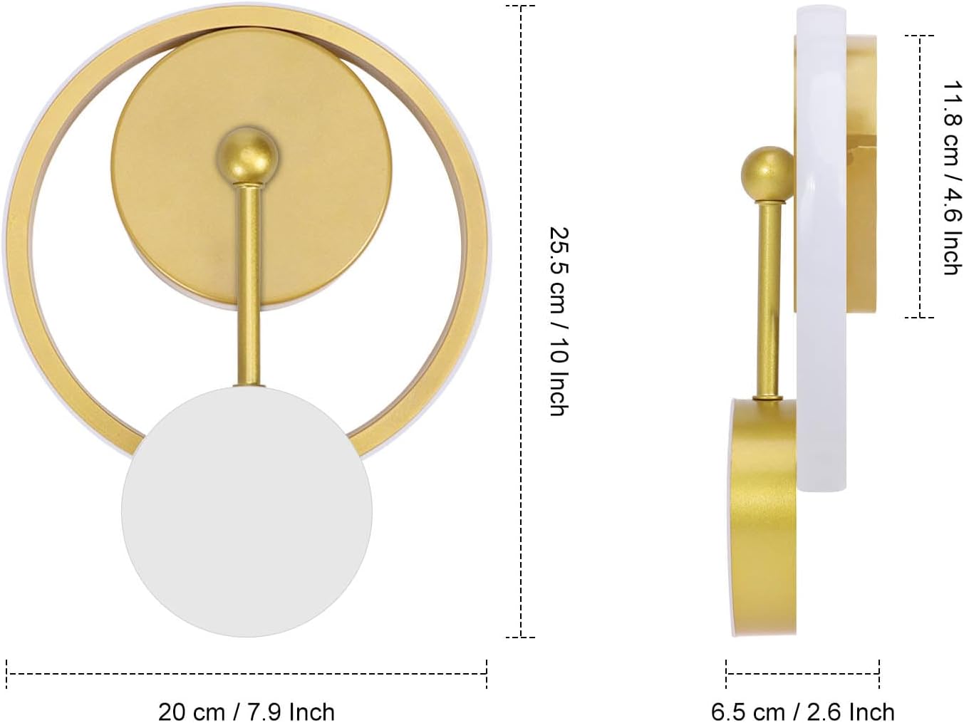 KAWELL Modern LED Wall Sconce 18W - 360° Rotatable Wall Light Fixture with Clock Design for Bedroom, Living Room & Hallway