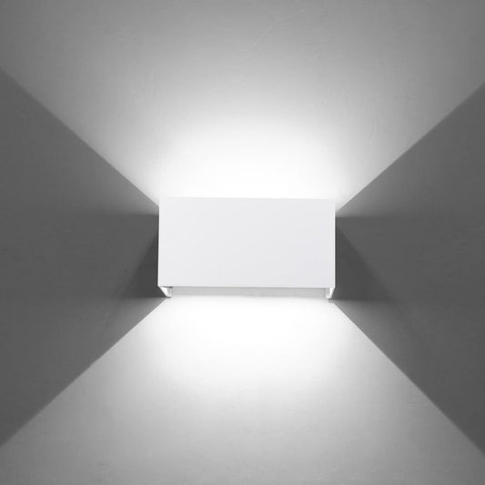 Kawell 12W Modern Wall Light LED Wall Sconce Up Down Adjustable Beam Angle Aluminum Wall Lamp LED Indoor Outdoor Waterproof IP65 for Bedroom Bathroom Corridor Living Room Stairs Hallway, White 6000K