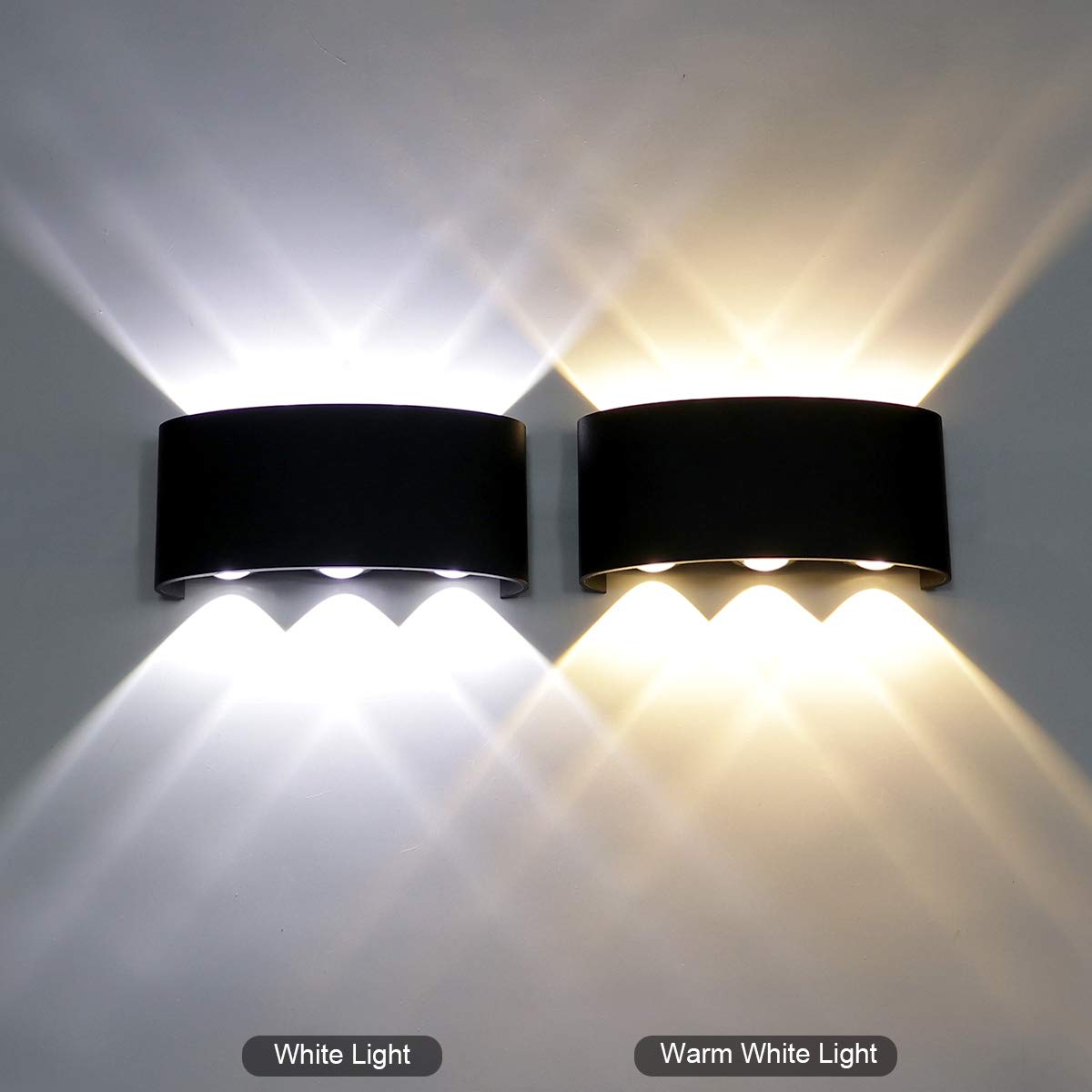 Kawell 6W Waterproof Modern Wall Sconces LED Wall Light Up Down Aluminum Wall Lamp LED Indoor Outdoor for Bathroom Bedroom Living Room Porch Stairs Hotels Garden Pathway, Black 3000K