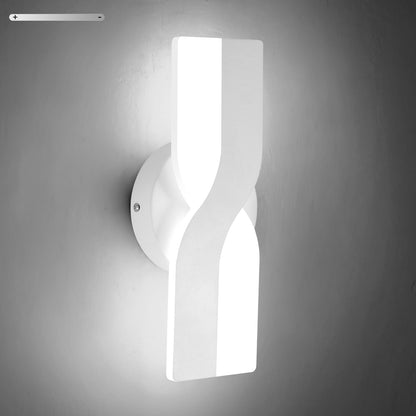 Kawell 12W Minimalist Wall Light 1%-100% Dimming Modern Wall Sconce Hardwired Indoor Square LED Lamp for Bedside, Hallway, Study, Kitchen, White 6000K