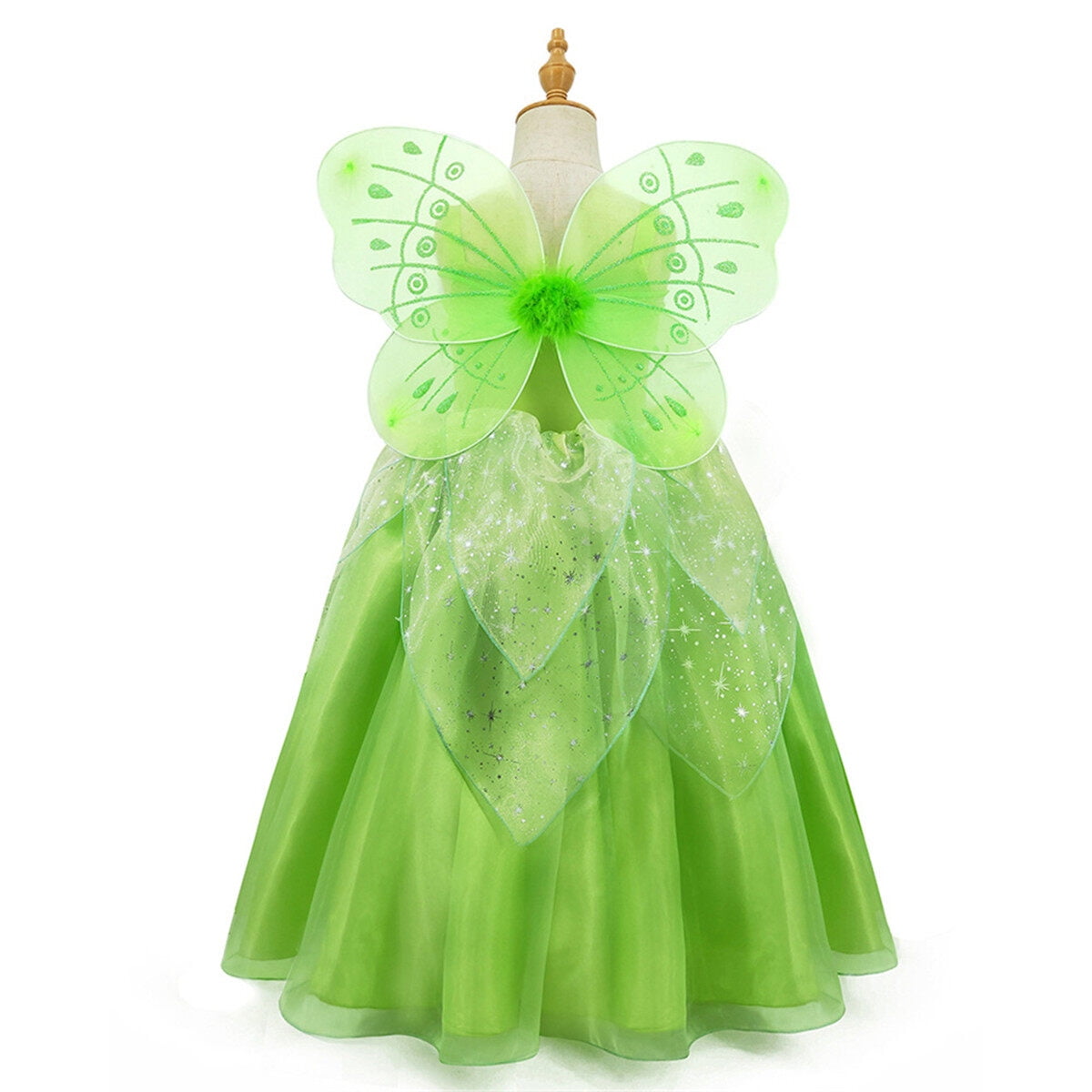 KAWELL Princess Dress Party Costume for Little Girls Fancy Christmas/Halloween Child Role Play Green Fairy Skirt with Wings ,2/3t