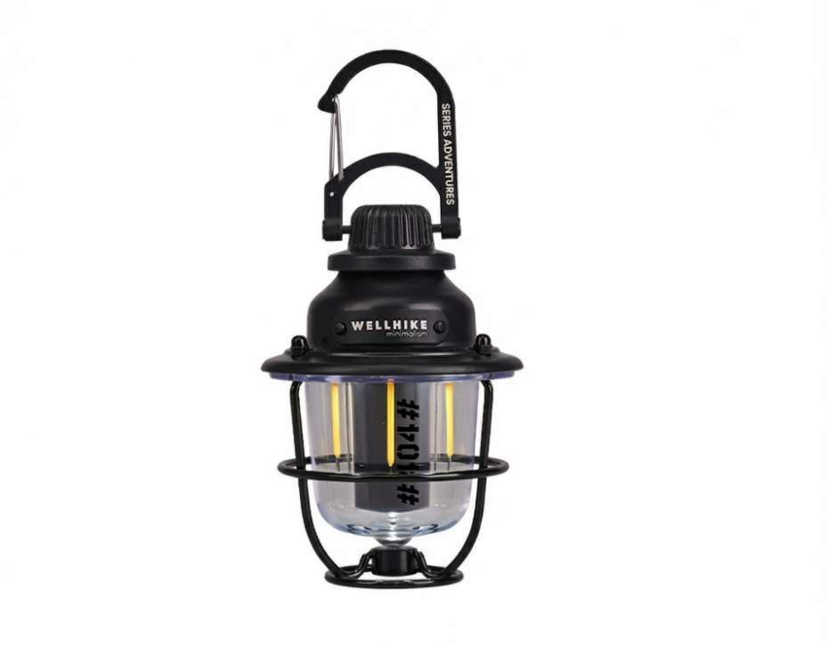 Retro Camping Lantern Rechargeable – 260LM Dimmable LED Camp Light, 4 Modes, USB-C, 1/4" Tripod Mount & Carabiner Hook