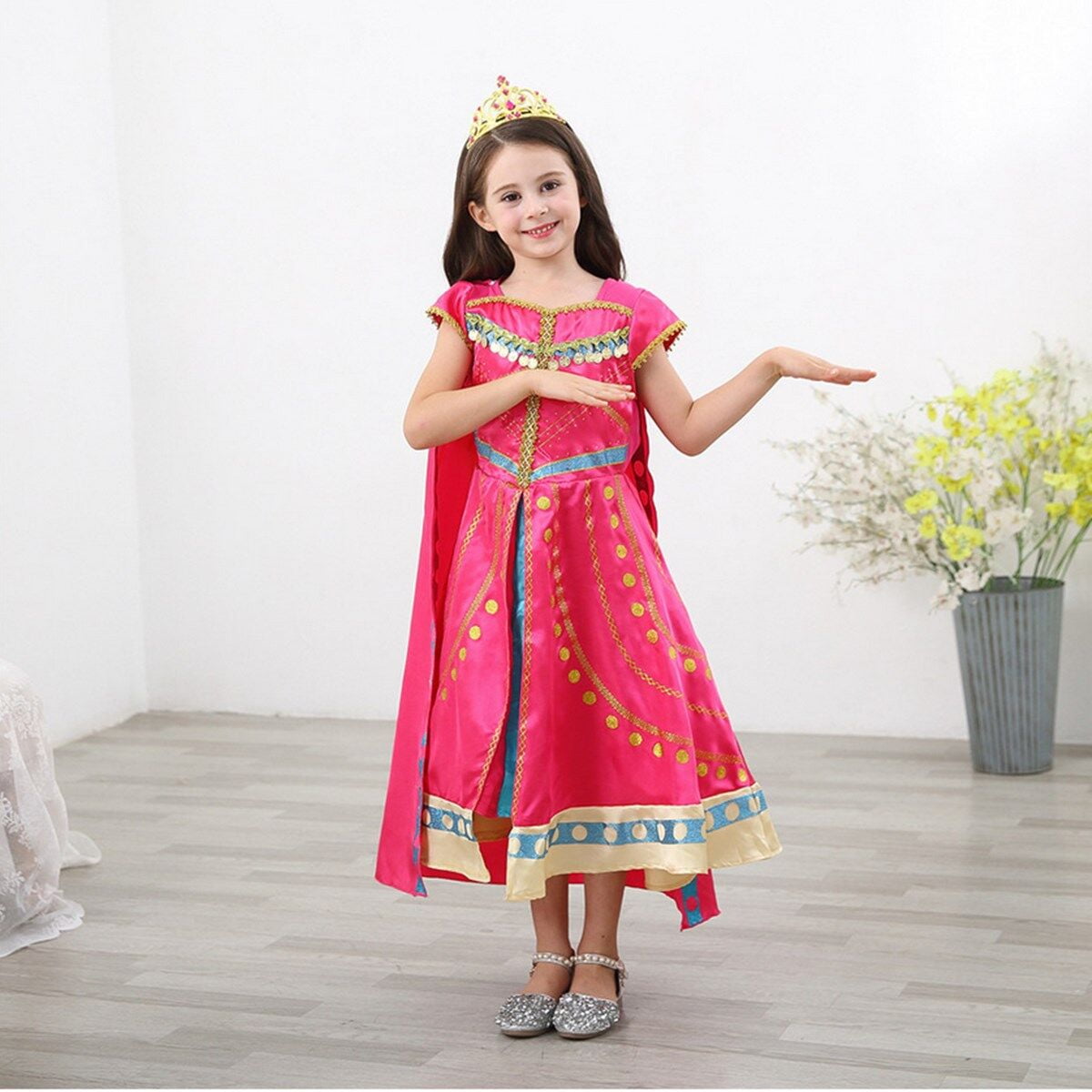 KAWELL Princess Costume for Girls Rose Sequined Princess Christmas Dress Up, Little Girls 2t 3t