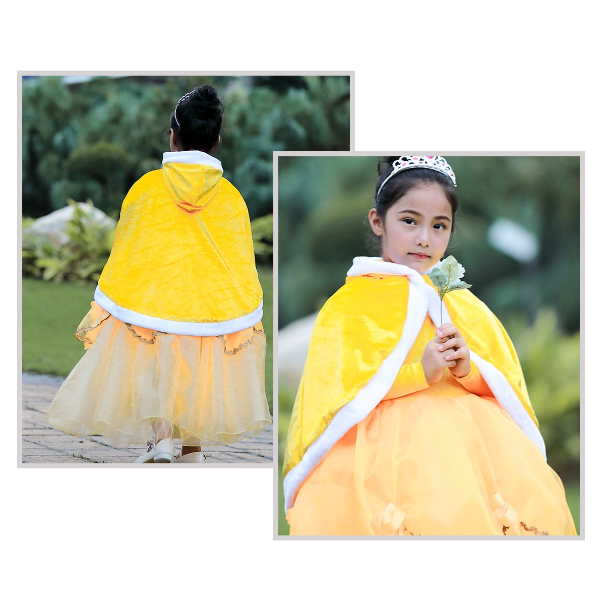 KAWELL Princess Hooded Cape Cloaks Costume for Girls Dress up, Child 3 to 12 Years