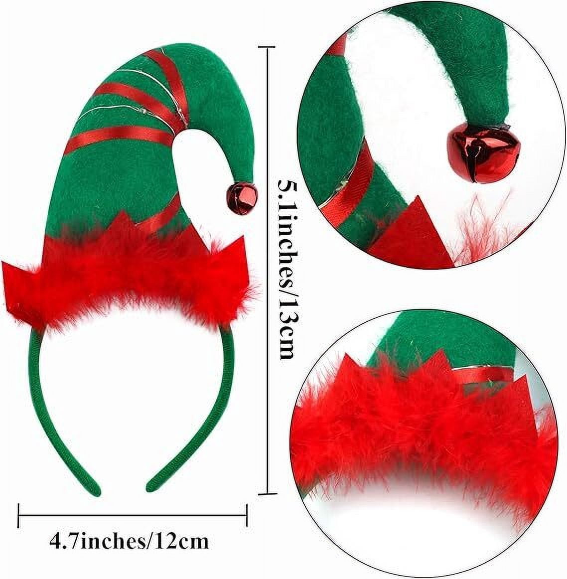 KAWELL 2 Pack Christmas Elf Headbands LED Light Up Elf Hats Headwear for Christmas