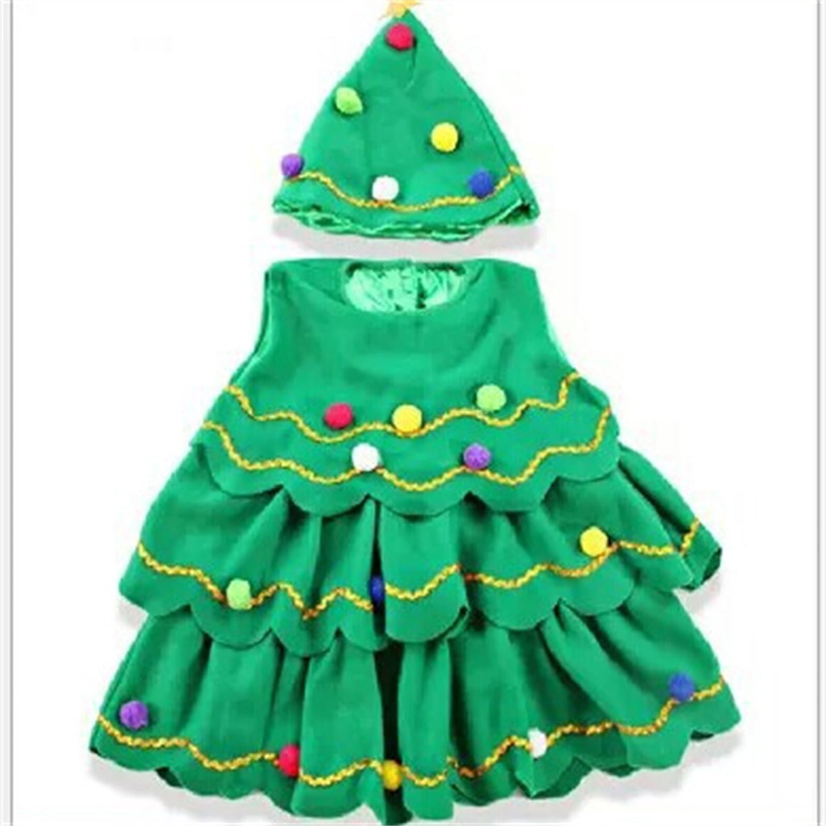 KAWELL Xmas Tree Child Costume - Girls Christmas Tree Costume with Hat