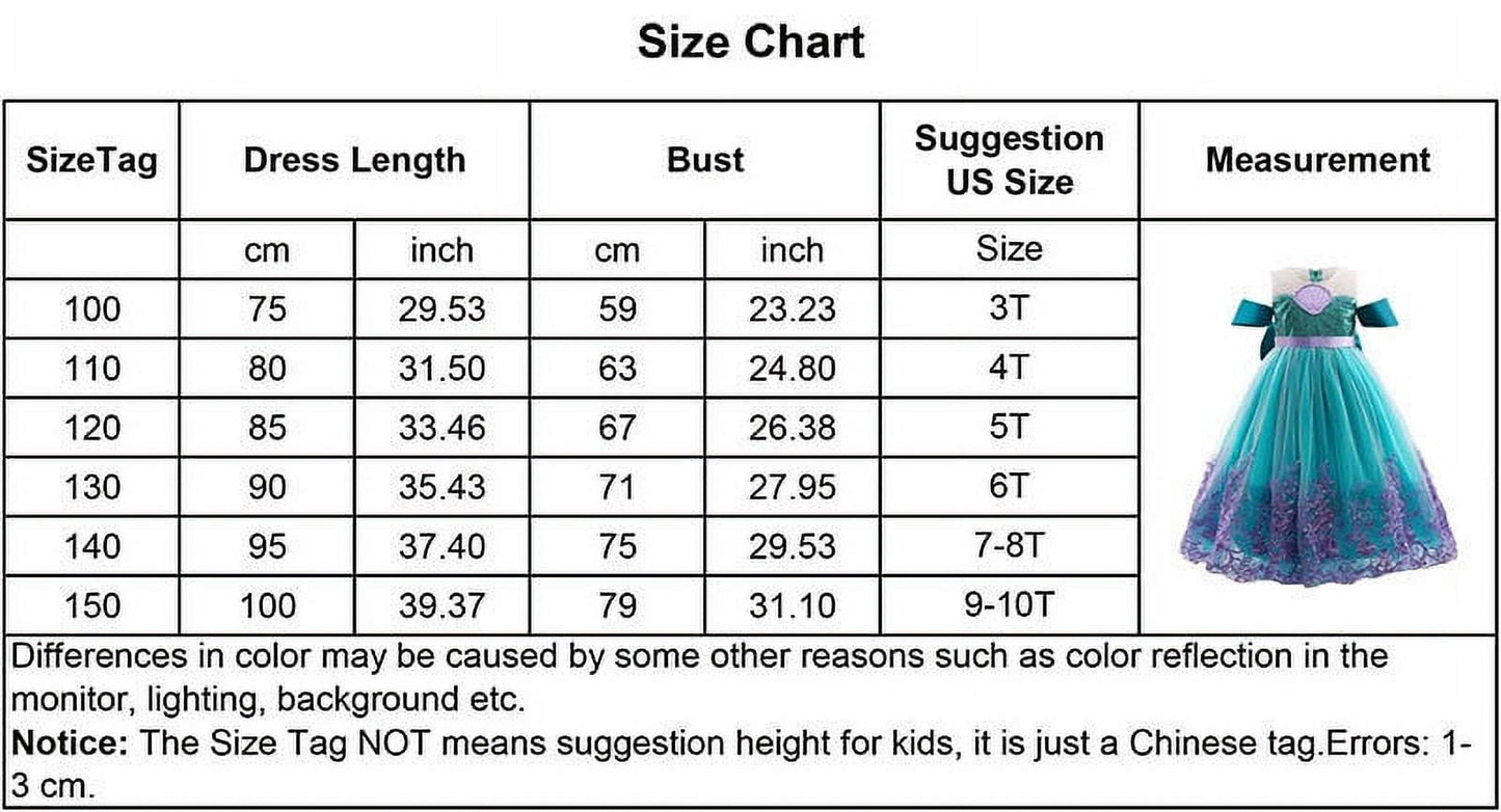 Princess Costume Dress for Girls Kids Birthday Party Halloween Cosplay Costumes 3-10 Years