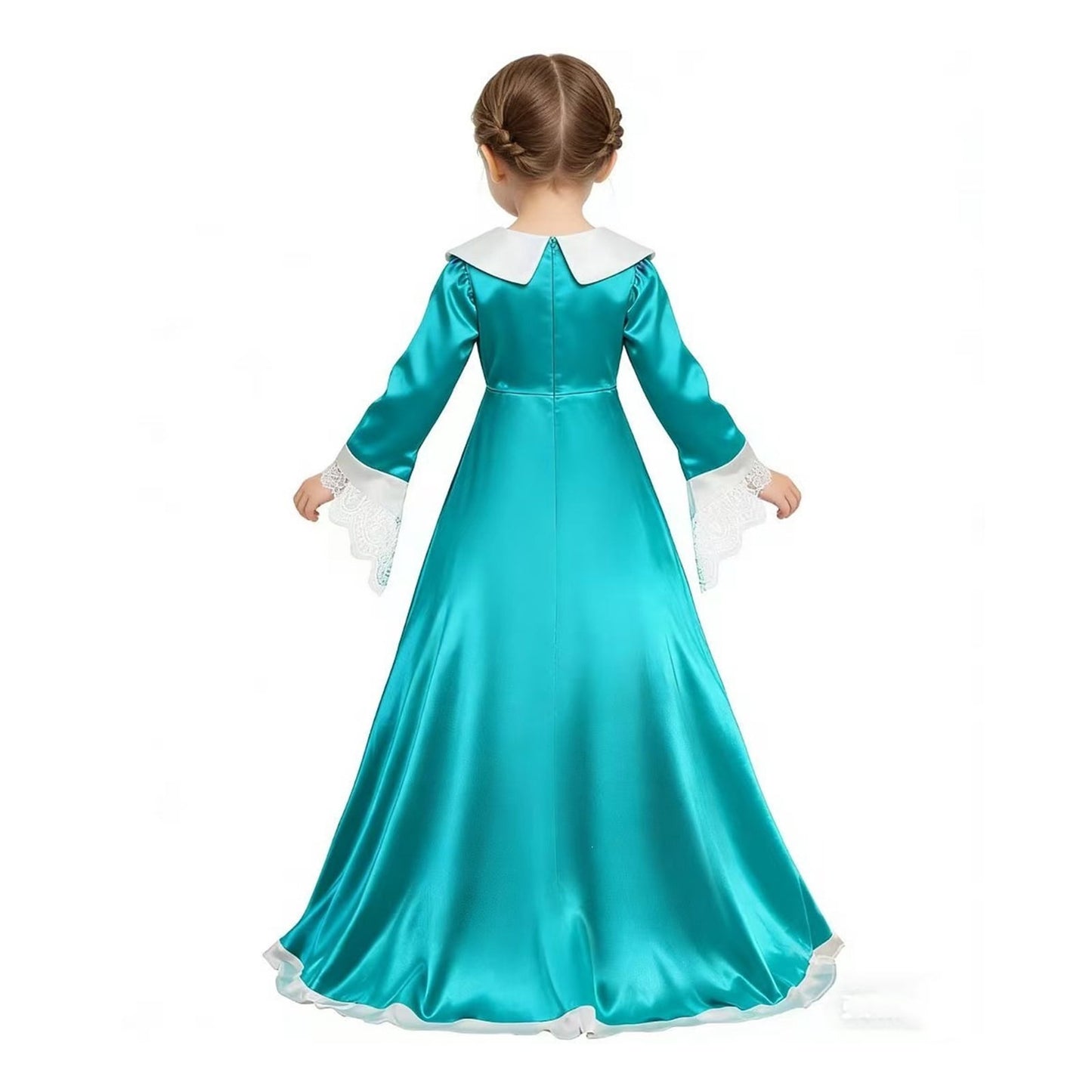 KAWELL Princess Costume Galaxy Movie Off Shoulder Fancy Dress with Crown Wand Accessories Cosplay Party Green