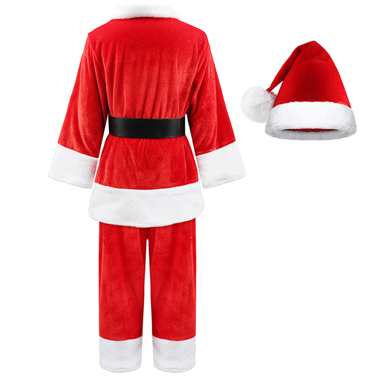 KAWELL Child Santa Suit Deluxe Plush Christmas Children’s Santa Claus Kids Halloween Costume Cosplay for 4+ years