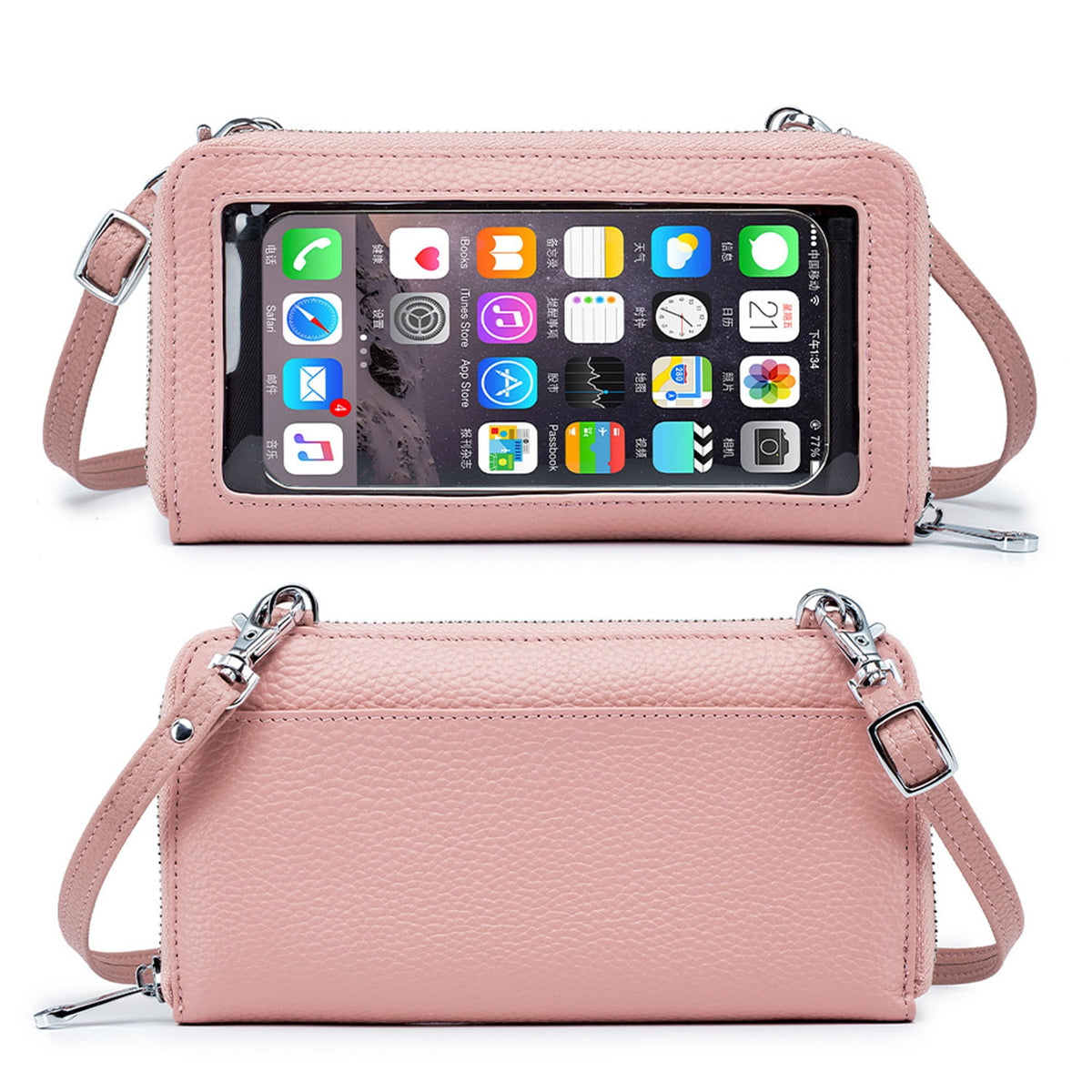 KAWELL Crossbody Cell Phone Purse for Women Genuine Leather Shoulder Handbag with Adjustable Strap