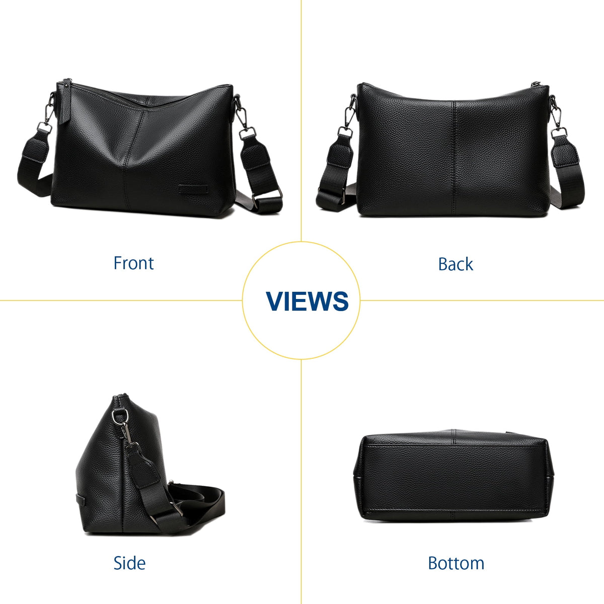 URSOFINE Large Shoulder Purses for Women Genuine Leather Hobo Bags Trendy Crossbody Purses with 2 Straps