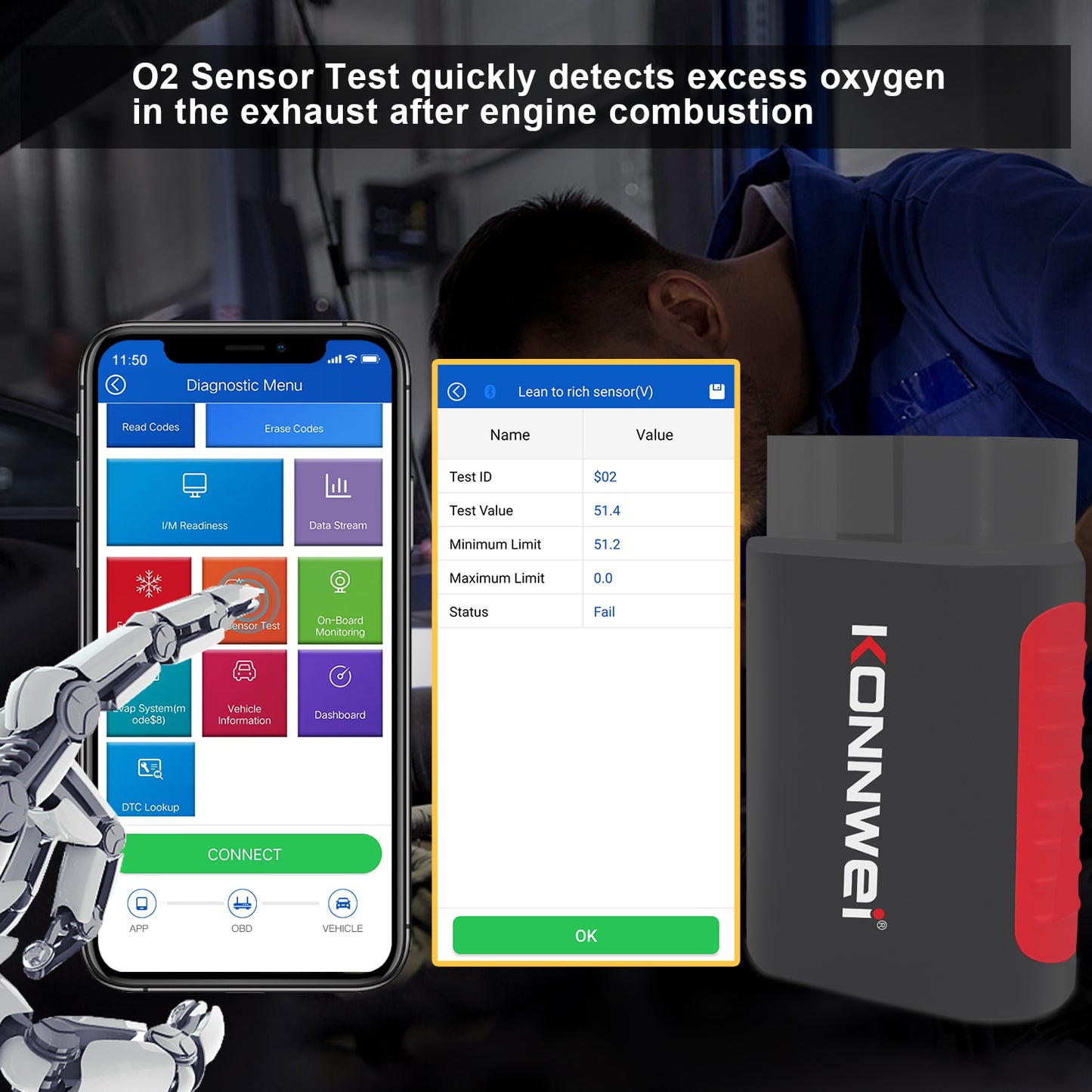 KONNWEI KDIAG Bluetooth 5.0 Full System OBD2 Scanner | 31+ Reset Functions | iOS & Android