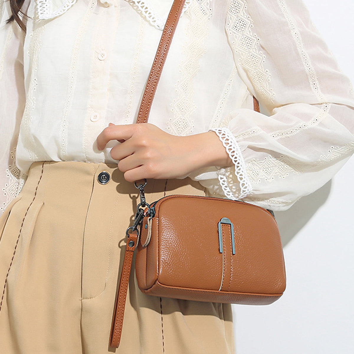 KAWELL Small Crossbody Purses for Women Genuine Leather Trendy Design Shoulder Handbag