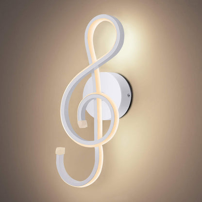 Kawell 22W Indoor LED Wall Light Modern LED Wall Sconce Light Creative Wall Lamp LED Music Symbol Art Decoration for Bedroom Living Room Cafe Lounge Stairs Corridor, White 3000K
