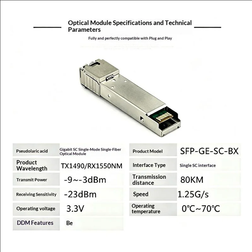 NESTONG 1 Pair 80KM 1.25G / s TX1490 / RX1550NM Gigabit SC Port BIDI Single Mode Single Fiber Optical Module - Silver - scene 2
