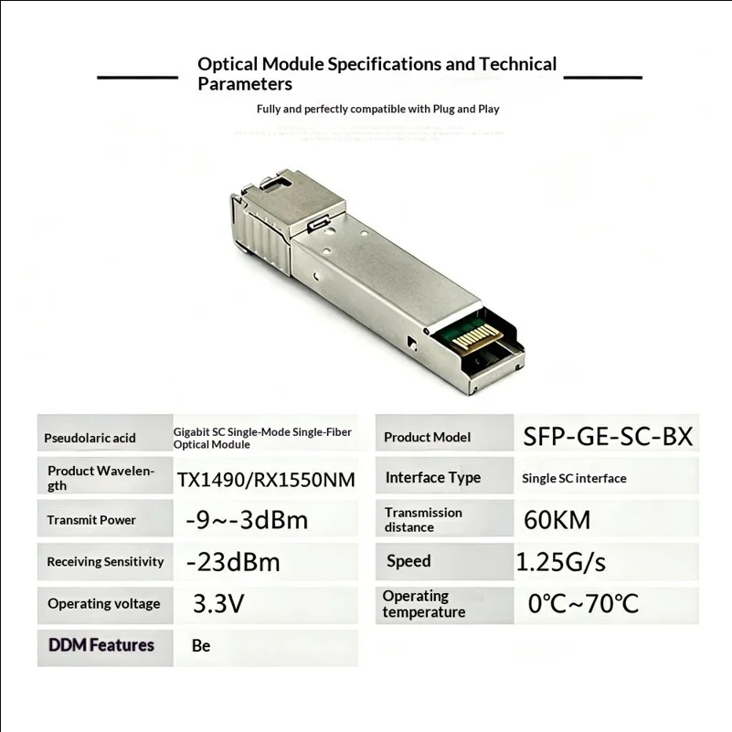 NESTONG 1 Pair 60KM 1.25G / s TX1490 / RX1550NM Gigabit SC Port BIDI Single Mode Single Fiber Optical Module - Silver - scene 2
